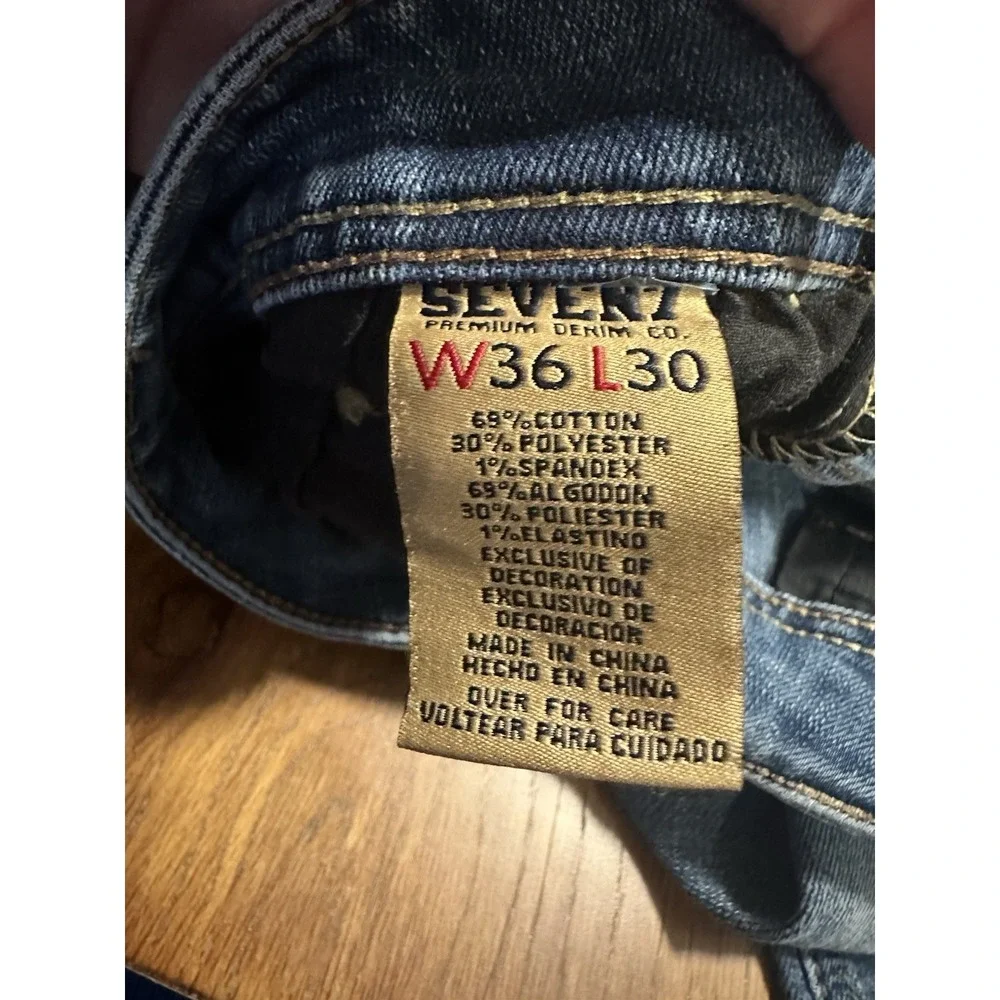 Seven7 Jeans Mens Straight Fit Blue Denim 36x30 Medium Wash Classic